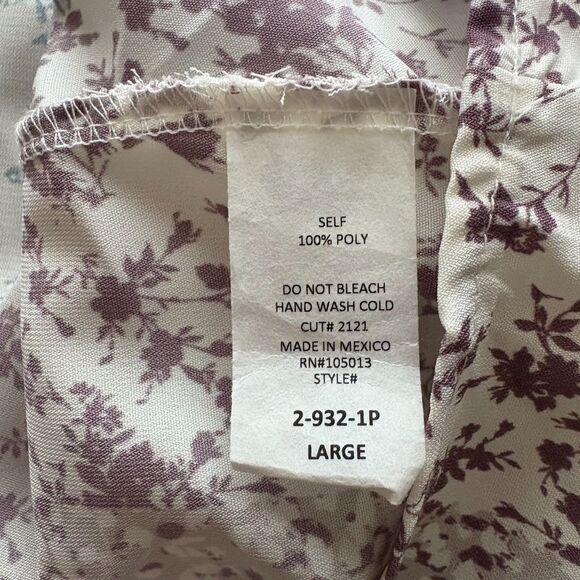 Andree by Unit Peasant Blouse Pastel Purple Patchwork Floral Cottage Size Large - Picture 5 of 5